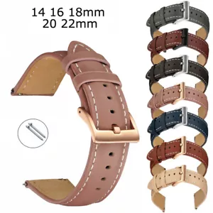 14 16 18 20mm 22mm Correa de Cuero Genuino Costura Reloj Banda Universal Pulsera - Imagen 1 de 24