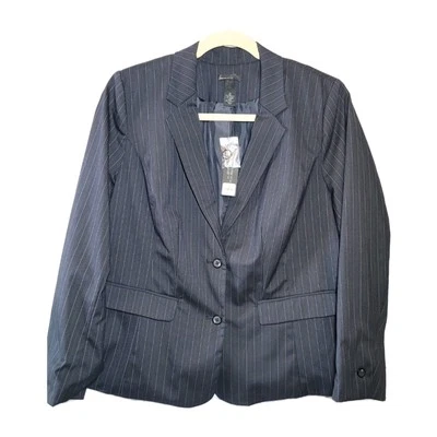 Jaqueta feminina Lane Bryant tamanho 24 blazer elástico sob medida listra azul nova com etiquetas - Imagem 1 de 4