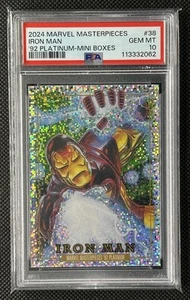 2024 Marvel Masterpieces '92 Platinum Iron Man Mini Box #38 PSA 10 - Foto 1 di 2