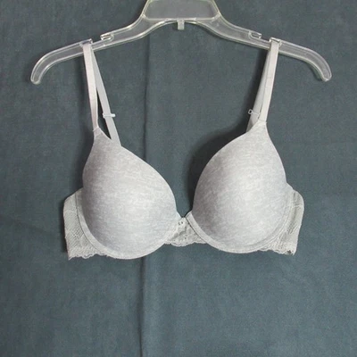 So Intimates Bra Size 34C Gray Lace Push Up T Shirt Molded Underwire - Image 1 of 4