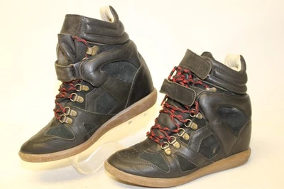 Isabel Marant Beckett Zapatillas Altas de Cuña Oculta para Mujer 9 40 Botas de Cuero Foto 1 de 4