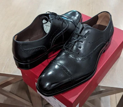 $990 Mens Salvatore Ferragamo Tramezza "Pizzaro" Leather Oxfords Black US 9.5 EE - Image 1 of 4