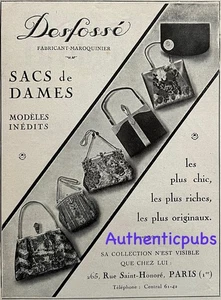 PUBLICITE DESFOSSE SACS DE DAMES CHIC MAROQUINERIE DE 1926 FRENCH AD PUB RARE - Picture 1 of 1