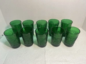 10 Anchor Hocking Sandwich Forest Green Oatmeal Juice Glasses 4" Tall 2147 - Picture 1 of 8