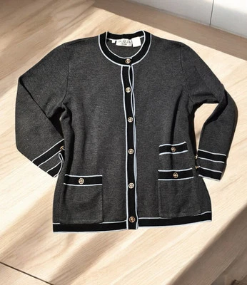 Vintage Grazia made in Italy dark grey wool cardigan size S/M - Image 1 of 4