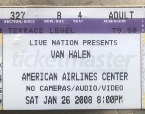 VAN HALEN 2008 CONCERT TICKET STUB DALLAS TEXAS JAM WOLFGANG DAVID LEE ROTH ORIG - Picture 1 of 3