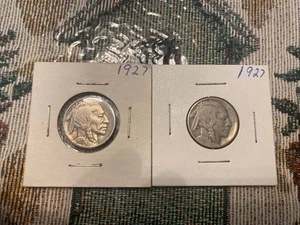 2 1927 P Buffalo Nickels! 1 AU AND 1 VG!! - Picture 1 of 2
