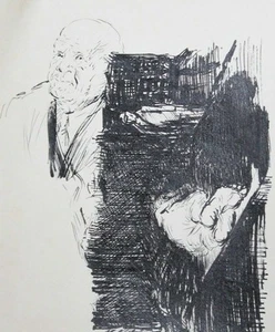 Vintage Tuschemalerei Impressionist Portrait - Bild 1 von 7