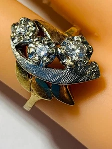 Anillo Pinky 3 Diamantes Oro 14K Talla 4.25 Oro Blanco y Amarillo - Imagen 1 de 23