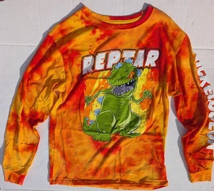 Nickelodeon Rugrats Reptar Orange Tie Die Long Sleeve Tshirt Size Med - Picture 1 of 6