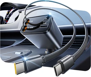 SUPERONE kleineres 4 in 1 einziehbares Autoladegerät mit Dual Typ C Kabeln, 69 W schnell - Bild 1 von 12