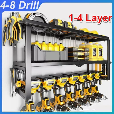1-4 Layer Power Tool Organizer Wall Mounted Power Tool Rack Drill Storage Racks - Image 1 of 4