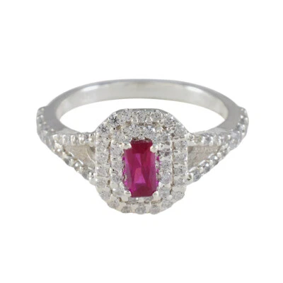 Eternal Pink Glow Halo-Ring aus 925er-Sterlingsilber mit rosa Saphir und CZ - Bild 1 von 4
