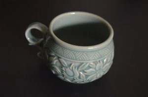 Vintage Seladon Keramik Teetasse - Bild 1 von 6