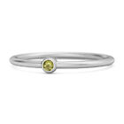 Solitaire 3 MM Round Shape Peridot 925 Sterling Silver Stackable Tiny Women Ring