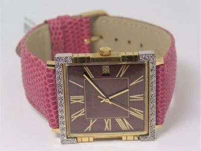 NUEVO RELOJ AUTOMÁTICO JUVENIL MACHO de oro de 18 quilates para damas con bisel de diamante y esfera púrpura Foto 1 de 4