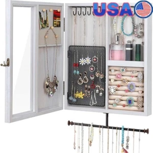 Wall Mounted Jewelry Organizer Storage Box Necklaces Earrings Bracelets Rings US - Picture 1 of 8