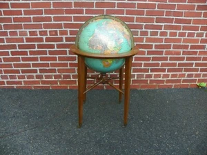 KITTINGER REPLOGE 16" WORLD GLOBE ON MAHOGANY STAND - Picture 1 of 11