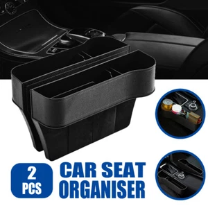 2X Car Seat Storage Box&Console Side Pocket Coin Phone Organizer Cup Holder - Picture 1 of 11