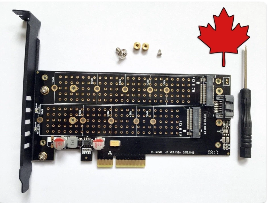 M.2 PCI-E 3.0 X4 Adapter Card NVMe SATA 22110 SSD - Image 1 of 1