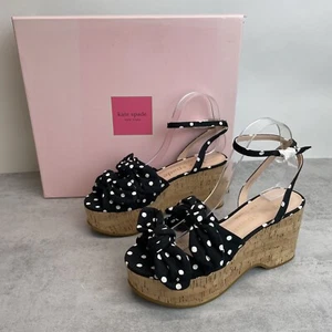 KATE SPADE Julep Wedge Sandals Bow Polka Dot US 9 EU 39.5 UK 6 7 RRP£190 PERH7 - Picture 1 of 20