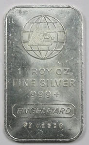 Engelhard .999 Fine Silver Bar 1 Troy oz #PZ 45290 Wide E Centered Globe Design - Picture 1 of 2