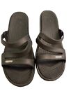 Womens Black Crocs Patricia Rubber Strapped Wedge Slides Size 10