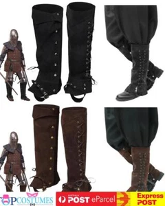 Mens Deluxe Pirate Steampunk Viking Medieval Costume Boots Top Shoes Covers - Picture 1 of 12