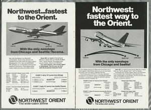1978 NORTHWEST ORIENT advertisements x2, Boeing 747, wheels down - Bild 1 von 3