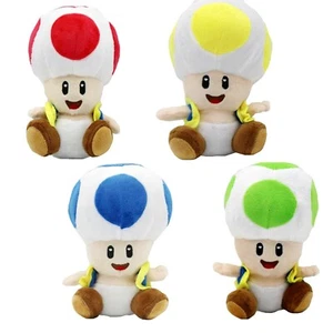 4X Super Mario Bros Toad Brigade Blue Yellow Toad Banktoad Plush Toy Figure 6" - Picture 1 of 11
