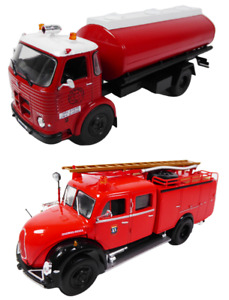 Set 2 Feuerwehrfahrzeuge Pegaso Comet + Magirus 1:43 Feuerwehr Miniature LP18
