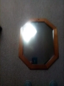 27" X 20" WOOD FRAMED OCTAGONAL MIRROR   FREE SHIPPING - Picture 1 of 3