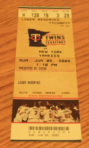 Minnesota Twins Ticket Stub - June 5 2005 - Robinson Cano 3rd Career HR Cover