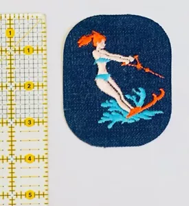 Parche de hierro de mezclilla vintage bordado para esquí acuático - Imagen 1 de 4