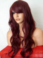 Wig Fashion Long Layered Wavy Heat Resistant Synthetic Hair Wig - Red Plum