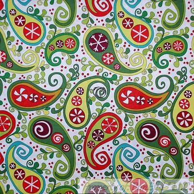 BonEful FABRIC FQ Cotton Quilt White Green Red Snowflake Flower Paisley Xmas USA - Image 1 of 4