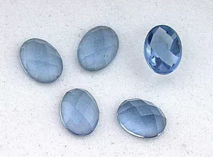 4 - 8mm x 6mm 8x6 Oval Facet Flat Bottom Lab Quartz Blue Sapphire Color Cab Gem - Picture 1 of 1