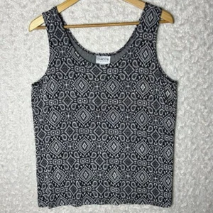 Chicos Travelers dehnbares B&W geometrisches Tanktop Größe 2 Damen Freizeit U-Ausschnitt - Bild 1 von 5