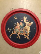 Vintage Beechwood Limited Christmas Reindeer Tin Metal Tray - 1991 - 12” Santa