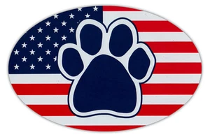 Oval Shaped Car Magnet - Dog Paw United States Flag - USA - Cars, Refrigerators - Picture 1 of 1