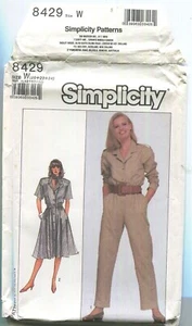 SIMPLICITY 8429 MISSES' DRESS & JUMPSUIT SZ 20-24 UNCUT 1987 - Picture 1 of 3