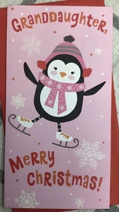 Hallmark Weihnachten Geld/Geschenkkartenhalter Enkelin Karte 8x4,25 Ausdrücke - Bild 1 von 4