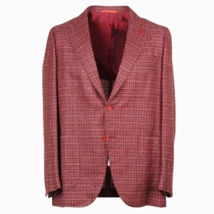 Isaia Slim-Fit Red-Burgundy Woven Wool-Silk-Linen Sport Coat 44R (Eu 54) NWT - Picture 1 of 11