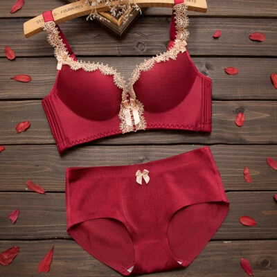 Retro Sexy Sujetador Calzoncillos Sin Costuras Inalámbricos Reunir Lencería Push Up Sujetador Conjuntos Color Foto 1 de 4