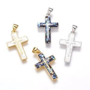 5 Stck. Kreuz Muschel Anhänger Charms Zufällige Mischung 26x16x2,5 mm Halskette Armband - Bild 1 von 2