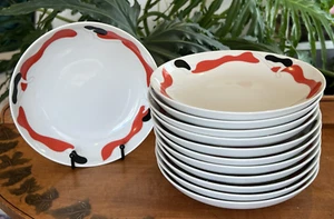 12 Francis Francis Zeitler Marco Lodola Women in Red Dress Design 8" Low Bowls - Picture 1 of 5