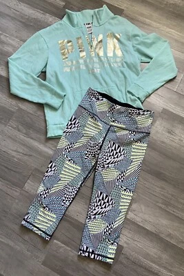 Victoria Secret Rosa Conjunto Sudadera Y Capri Foto 1 de 4