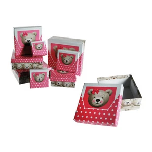 8 Stück Set Geschenkbox Teddy Bär Teddybär Rosa Geschenkkarton Deko Schachteln - Bild 1 von 1