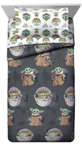 Star Wars The Mandalorian Baby Yoda 5PC Reversible Twin Bedding Set *New* - Picture 1 of 4