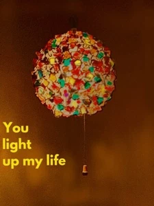 MCM Chunky Lucite Swag Ball Lamp VTG Multicolor Confetti Rock Candy Ceiling 13" - Picture 1 of 9